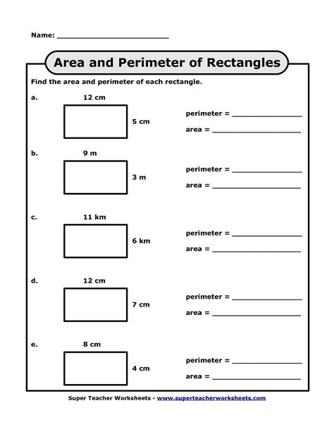 Perimeter Area And Volume Worksheets Sixteenth Streets