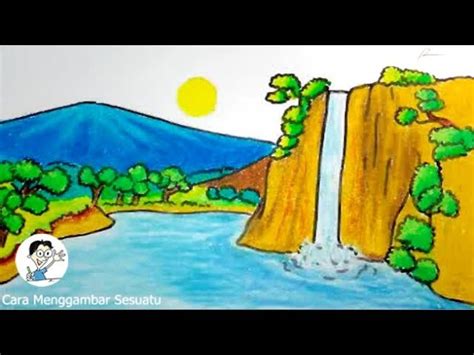 Cara Menggambar Pemandangan Air Terjun Kolam Dan Jembatan Youtube Riset