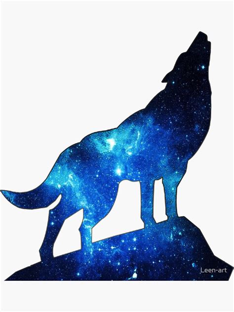 Galaxy Howling Wolf Sticker By Leen Art Redbubble