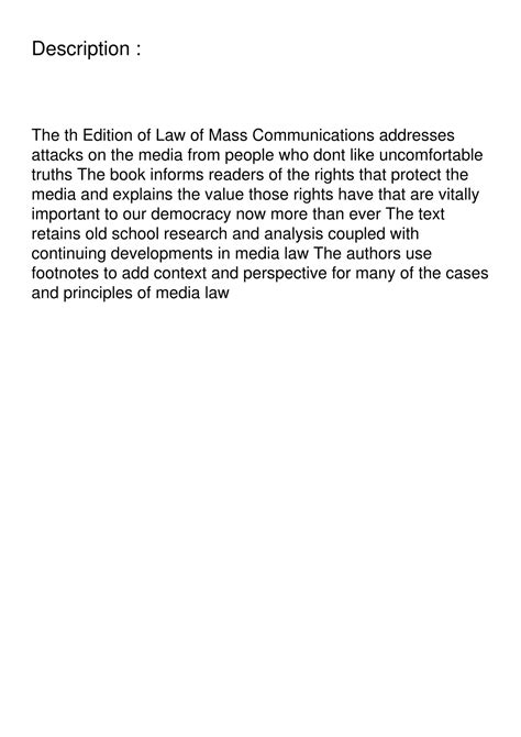 Ppt Ebook Download Law Of Mass Communications Freedom And Control Of Print And Broad