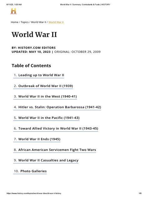 World War Ii Summary Combatants And Facts History Pdf World War Ii Allies Of World War Ii