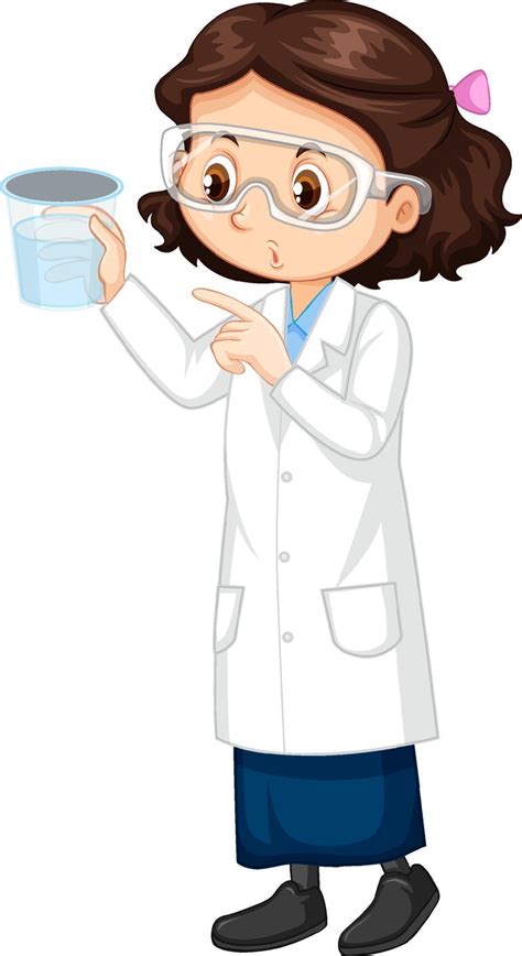 Cute Girl Cartoon Character Wearing Science Lab Coat 2288526 Vector Art