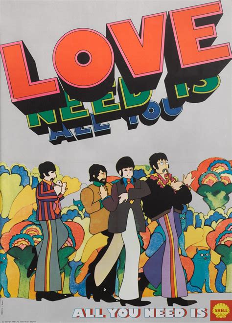 Yellow Submarine All You Need Is Love Poster Belgian Beatles Poster Yellow Submarine