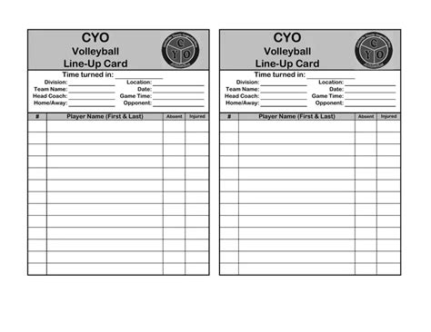 Cyo Volleyball Lineup Sheet ≡ Fill Out Printable Pdf Forms Online