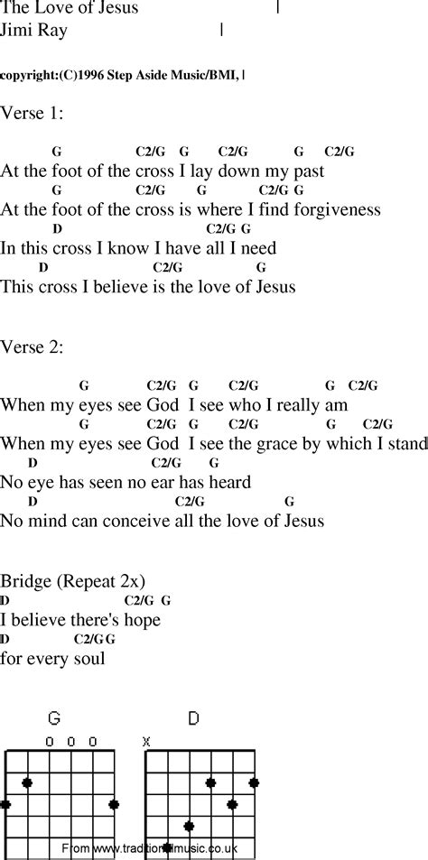 Christian Gospel Worship Song Lyrics With Chords The Love Of Jesus