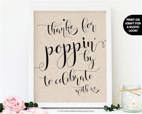 Thanks For Popping By Sign Printable Wedding Popcorn Favor Etsy