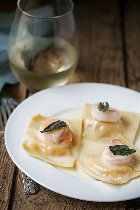 Butternut Squash Ravioli With Prawns Andtruffle Oil Sauce ~ Cooks With