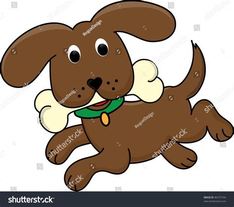 Clip Art Illustration Of Cute Little Dog Running With A