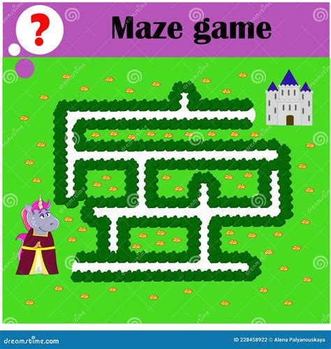 Maze Game Help The Unicorn Lady Get To The Castle Stock Vector Illustration Of Game Tower