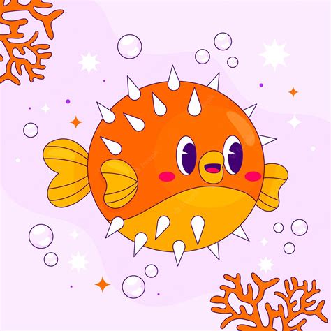 Premium Vector Hand Drawn Cartoon Pufferfish Illustration