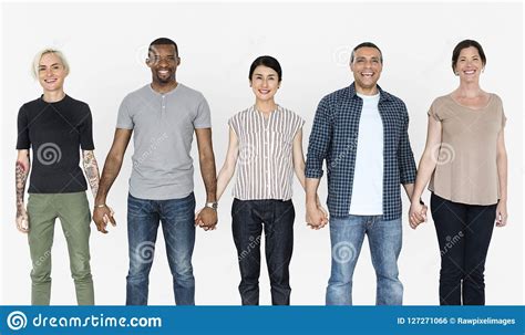 Happy Diverse People Holding Hands Together Stock Photo Image Of