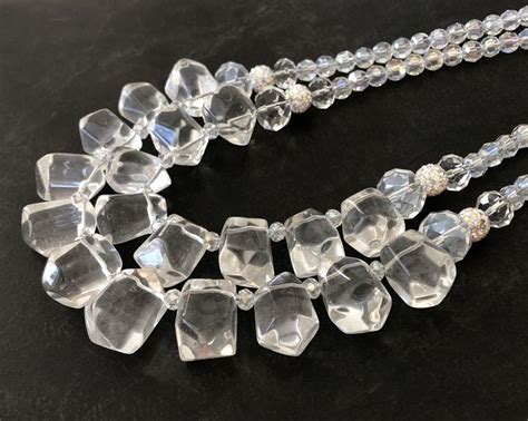 Crystal Statement Necklace Rock Crystal Nuggets Natural Crystal