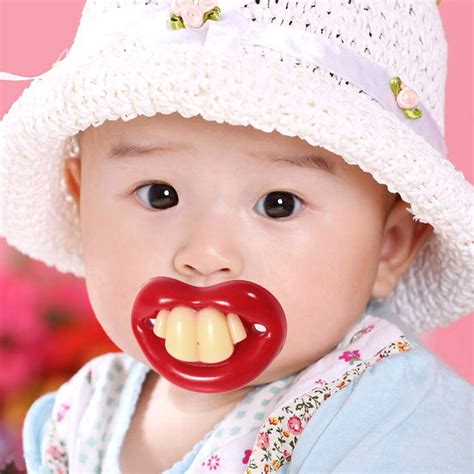 Tooth Pacifiers Rad Cover Novelty Funny Soothers Silicone Baby Red Lips