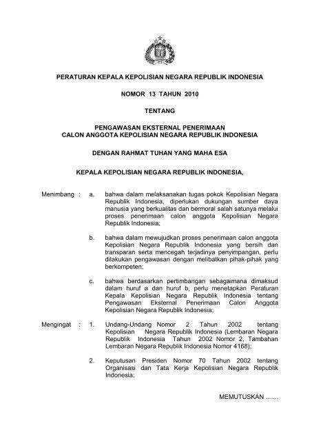 Peraturan Kepala Kepolisian Negara Republik Indonesia Ppid Polri