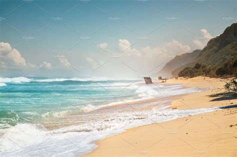 Beautiful Secret Tropical Sea Beach With Gorgeous Waves On The Island
