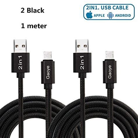 Iphone Charger Gaoye 2 Pack Metal 2 In 1 Lightning Cable Mobile