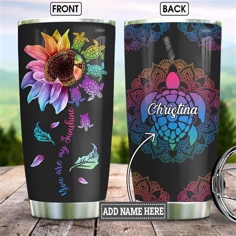 Turtle Hippie Personalized Tumbler Teeuni