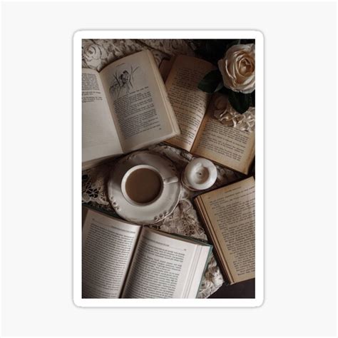 Dark Academia Aesthetic Coffee And Books Sticker For Sale By