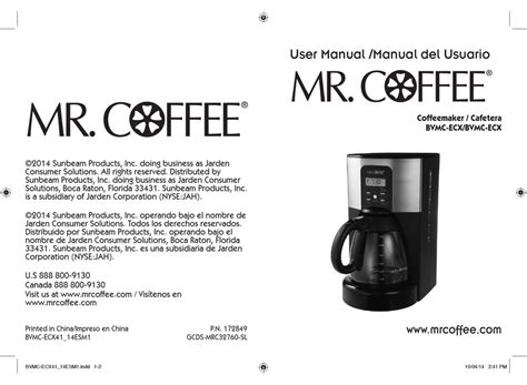 Mr Coffee Bvmc Ecx User Manual Pdf Download Manualslib