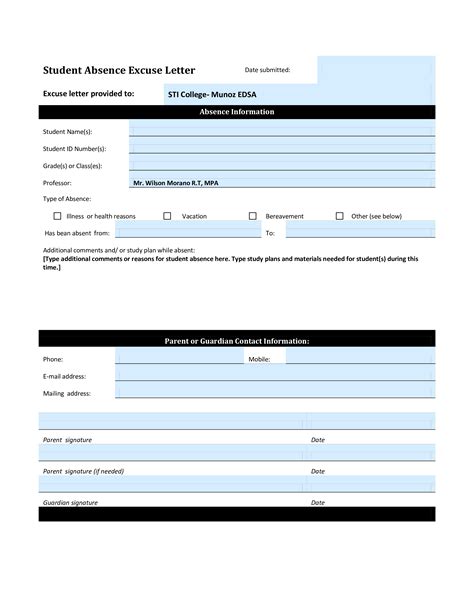 Formal Excuse Letter For Student Templates At