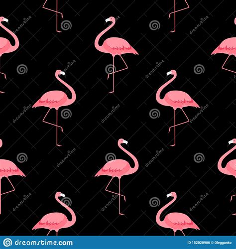 Colorful Pink Flamingo Seamless Pattern Background Illustration Stock