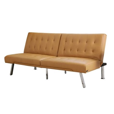 Big lots has an affordable selection of sofa beds & futons. Jackson Leather Foldable Futon Sofa Bed - Camel - Abbyson Living : Target