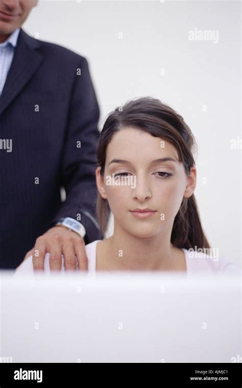 Man With His Hand On Womans Shoulder Stock Photo Alamy