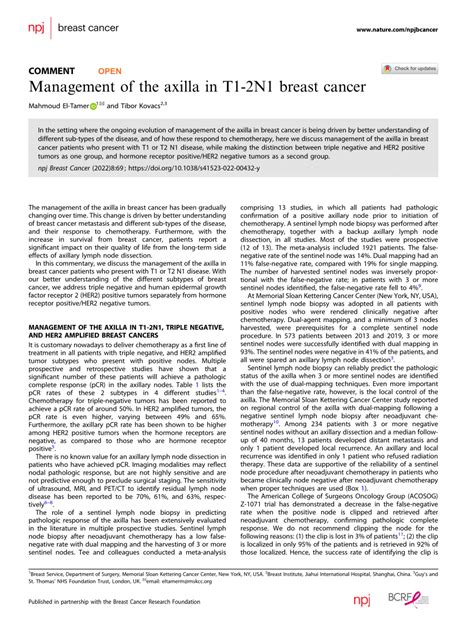 Pdf Management Of The Axilla In T1 2n1 Breast Cancer