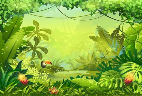 Buy Laeacco Artistic Cartoon Jungle Rainforest Backdrop Vinyl 5x3ft