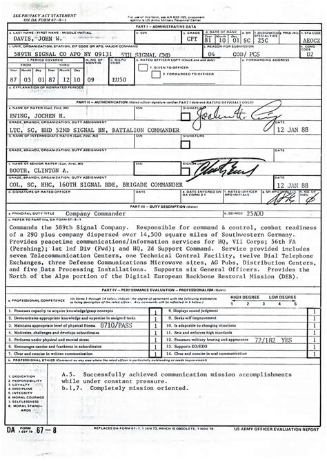 Army Oer Support Form Army Military