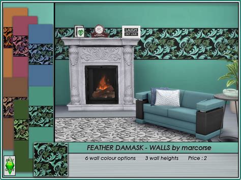 Feather Damask Walls By Marcorse At Tsr Sims 4 Updates