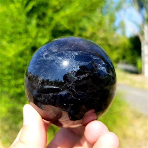 2871mm Black Obsidian 420 Grams Obsidian Sphere Etsy