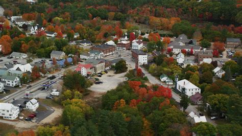 55k Stock Footage Aerial Video Orbiting Small Rural Town With Colorful