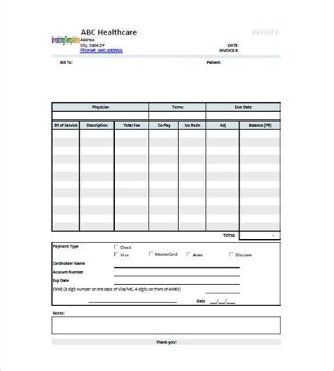 Medical Billing Invoice Template Best Template Ideas