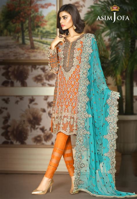 pakistani fancy dresses asim jofa chiffon collection 2018 19 5
