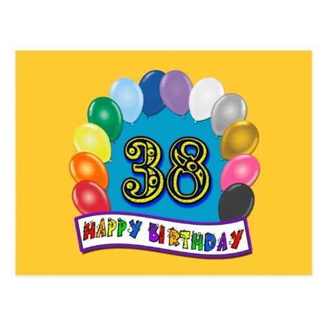 Happy 38th Birthday Balloon Arch Postcard Zazzle