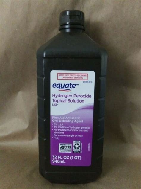 Equate Hydrogen Peroxide 32 Oz 3 First Aid Antiseptic Oral Debriding
