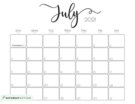 30 free printable july 2021 calendars with holidays