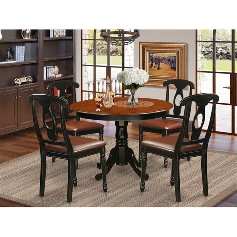 Dining Set With A Round Dinette Table And Kitchen Chairs Finishblack