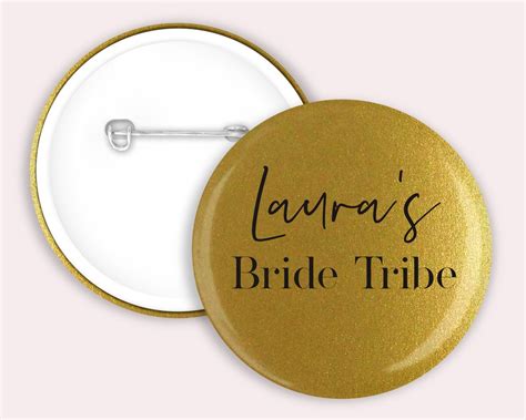 Gold Personalised Bride Tribe Hen Party Badges Gold 58mm Bride Tribe