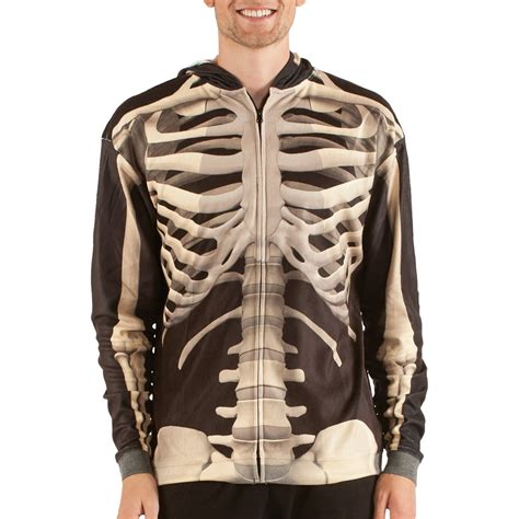 Skeleton Sweatshirt Mens Long Sleeve Zip Up Sweatshirt