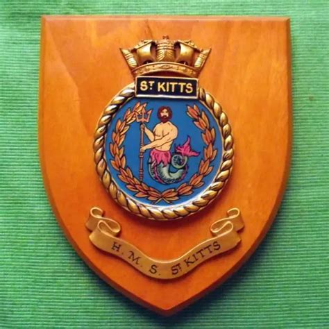 Old Vintage Hms St Kitts Royal Navy Ship Badge Crest Shield Plaque X
