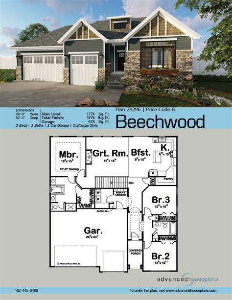 1 Story Craftsman House Plan Beechwood Craftsman House Craftsman