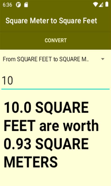 Converter Square Meters To Square Feetappstore For Android