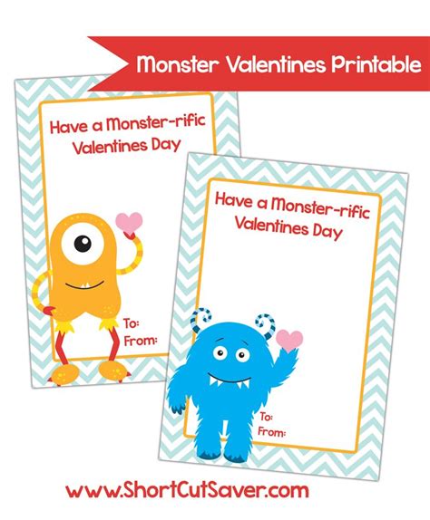 Free Monster Valentine Printables Everyday Shortcuts
