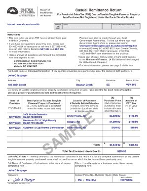 But when you claim unemployment insurance, you must also complete a schedule 1 form to report this additional income. Casual Remittance Pst Bc Online - Fill Online, Printable, Fillable, Blank | PDFfiller