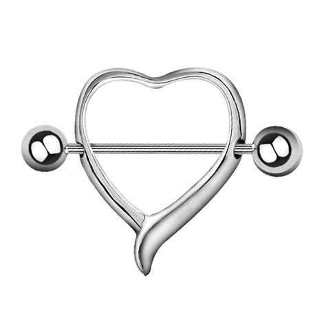 Sexy Stainless Steel Nipple Rings Piercing Body Jewelry Belly Chain Fashion Heart Straight