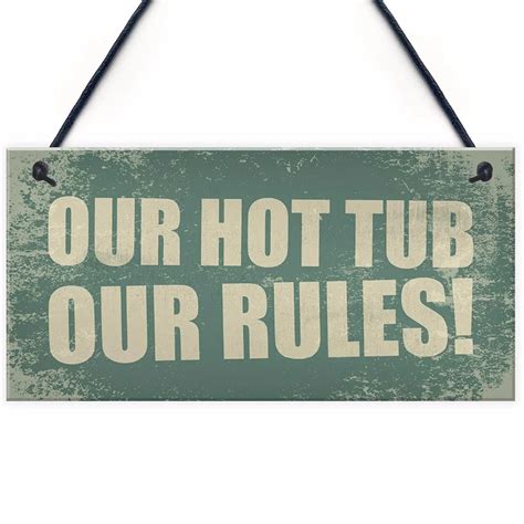 Buy Meijiafei Hot Tub Our Rules Hanging Garden Shed Plaque Jacuzzi Pool Friend
