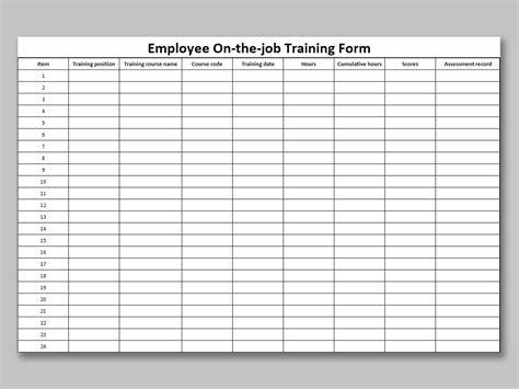 Excel Of Black Employee On The Job Training Formxlsx Wps Free Templates