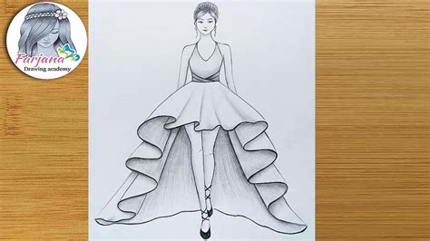 How To Draw A Girl With Beautiful Dress For Beginners Drawing